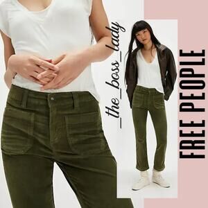 Free People corduroy pants velvet pants flare high rise cropped cotton 4
